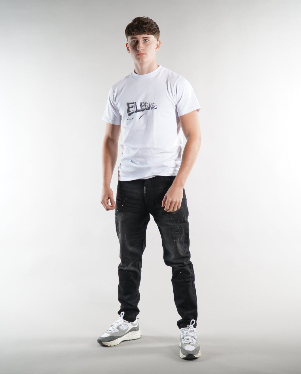 Men's Elegante gym T-Shirt in white, activewear, mens gym clothing