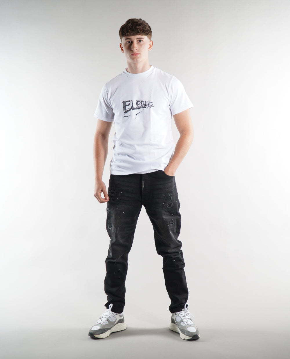 Men's Elegante gym T-Shirt in white, activewear, mens gym clothing