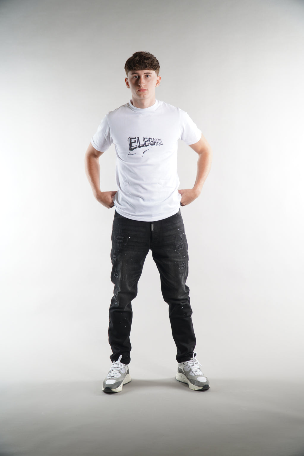 Men's Elegante gym T-Shirt in white, activewear, mens gym clothing