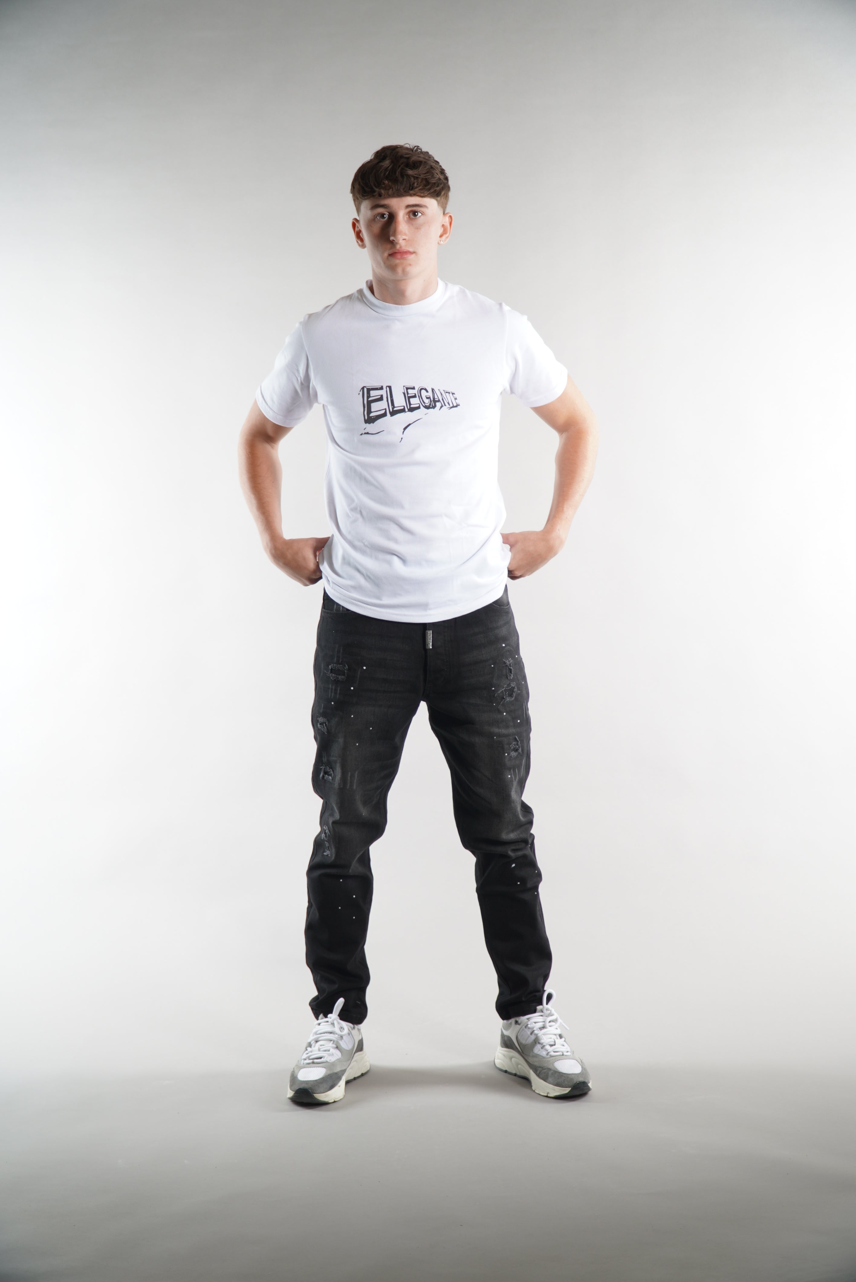 Men's Elegante gym T-Shirt in white, activewear, mens gym clothing