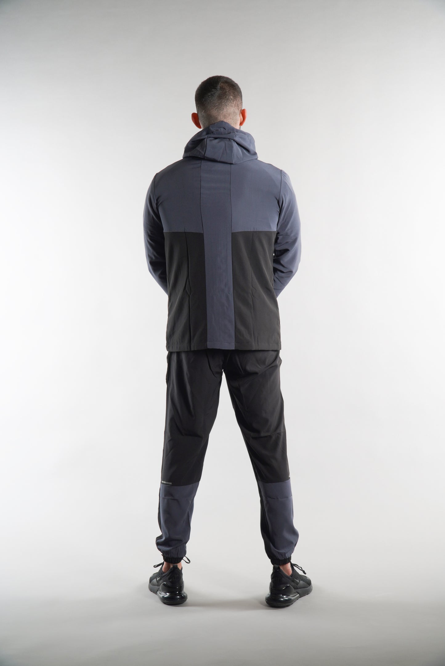 Men's Elegante Black and Grey Joggers Black steel grey joggers with tracksuit set, sportswear, activewear, gym wear