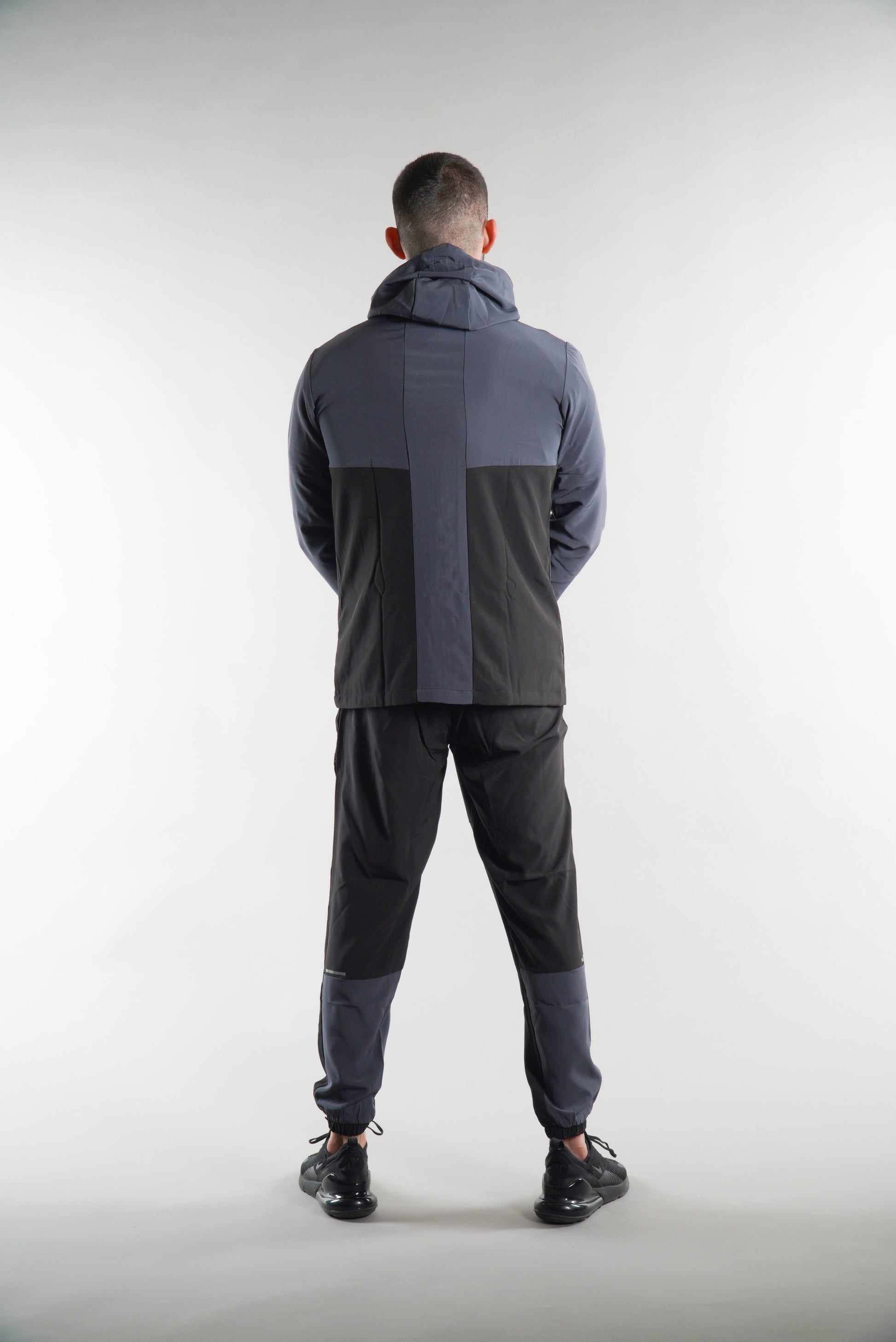 Men's Elegante Black and Grey Joggers Black steel grey joggers with tracksuit set, sportswear, activewear, gym wear