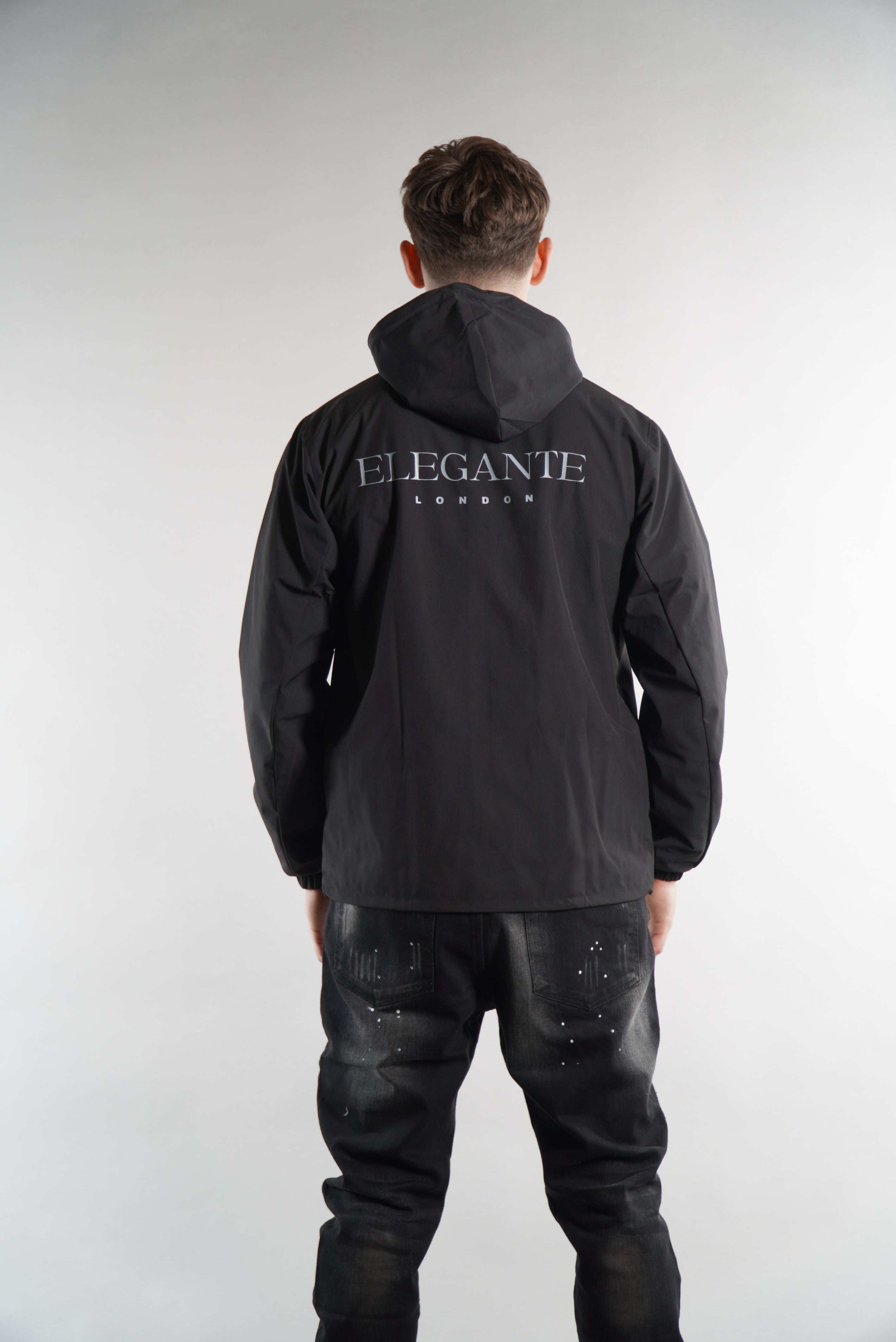 Men's Elegante black Tracksuit Jacket, a waterproof jacket, stylish sportswear, designer streetwear, windbreaker for men