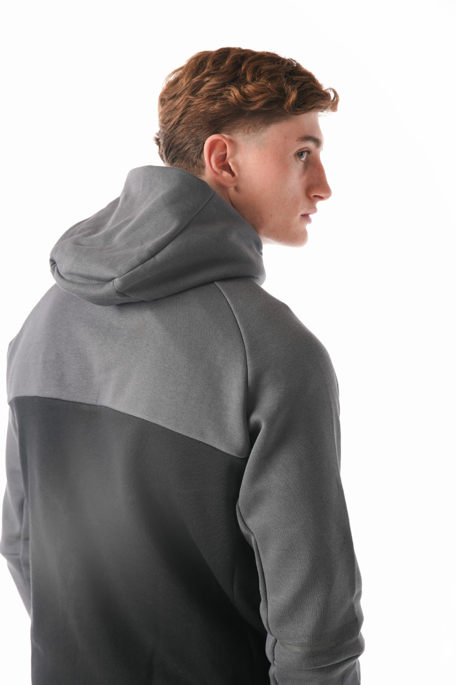 Man wearing Black steel grey Tracksuit on white background