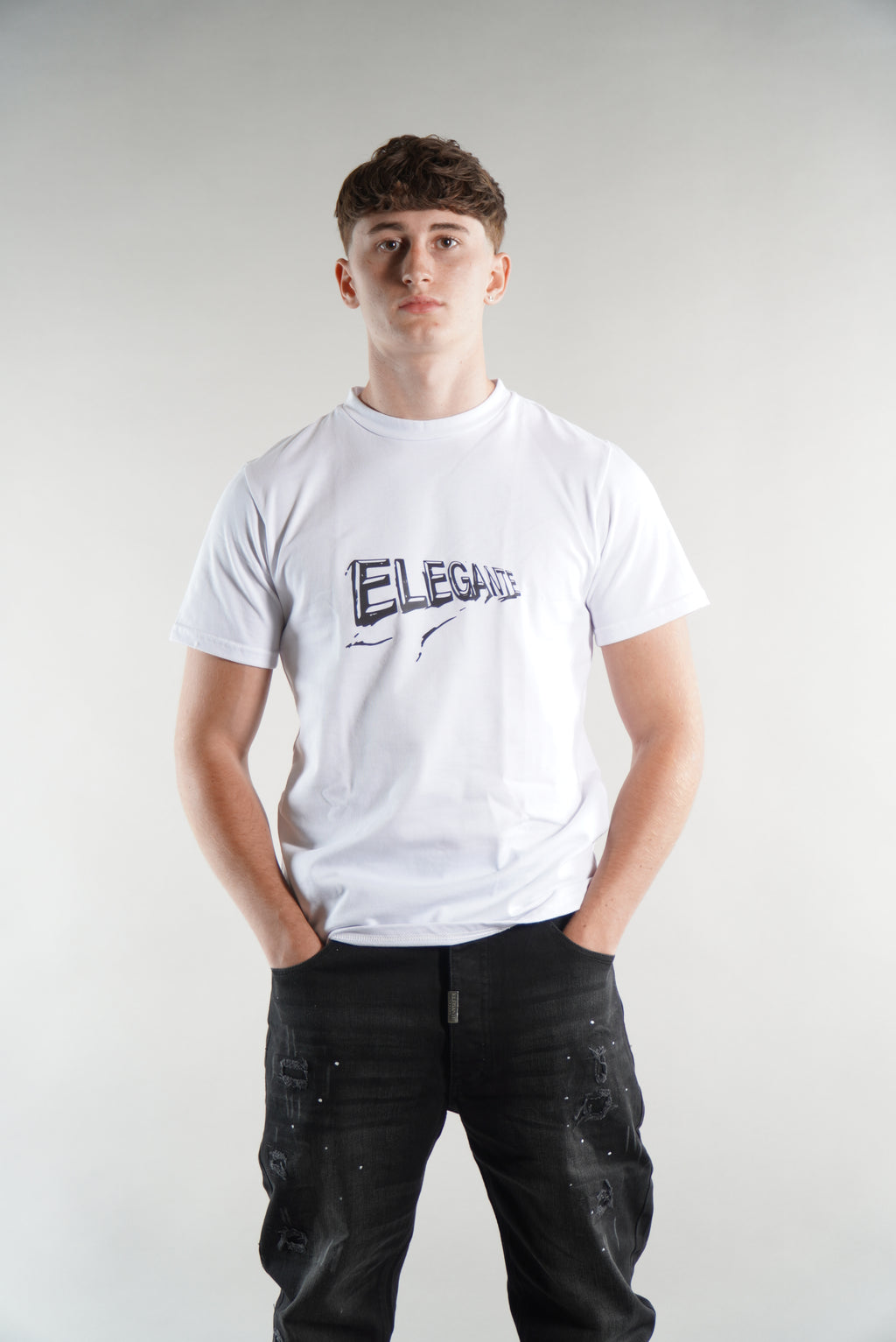 Men's Elegante gym T-Shirt in white, activewear, mens gym clothing