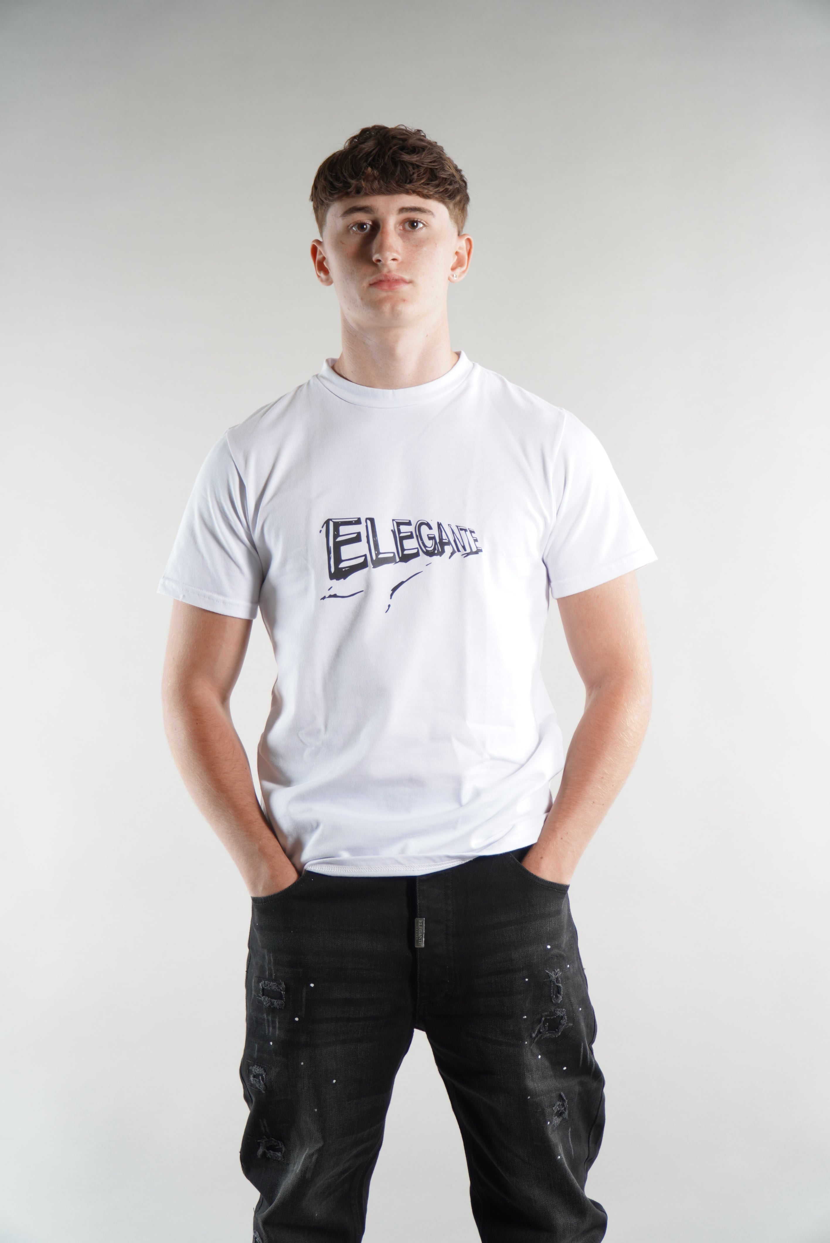 Men's Elegante gym T-Shirt in white, activewear, mens gym clothing