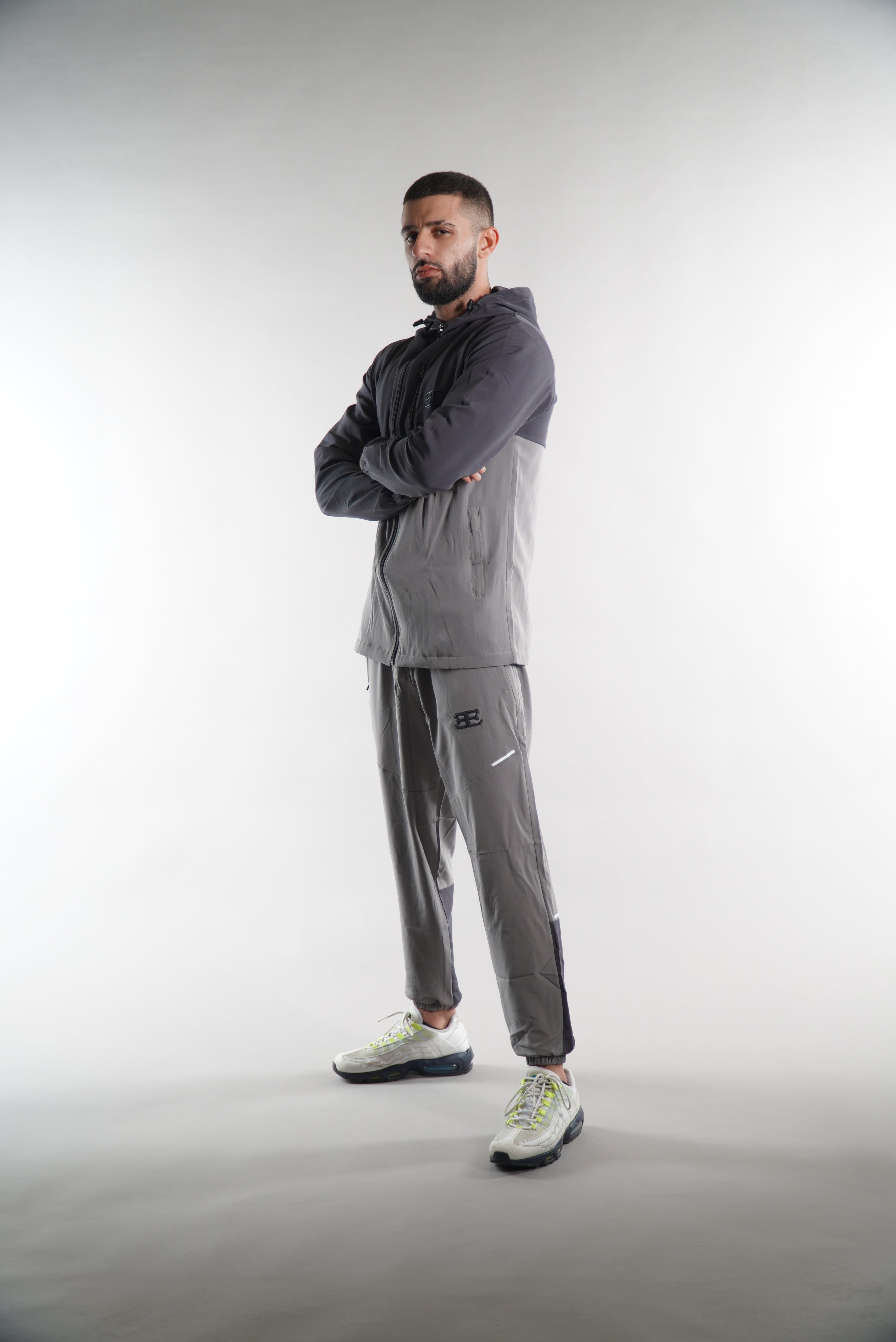 Men's Elegante Tracksuit jacket with hood in grey, JD sports jackets, activewear, mens street clothing