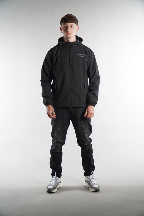 Men's Elegante black Tracksuit Jacket, a waterproof jacket, stylish sportswear, designer streetwear, windbreaker for men