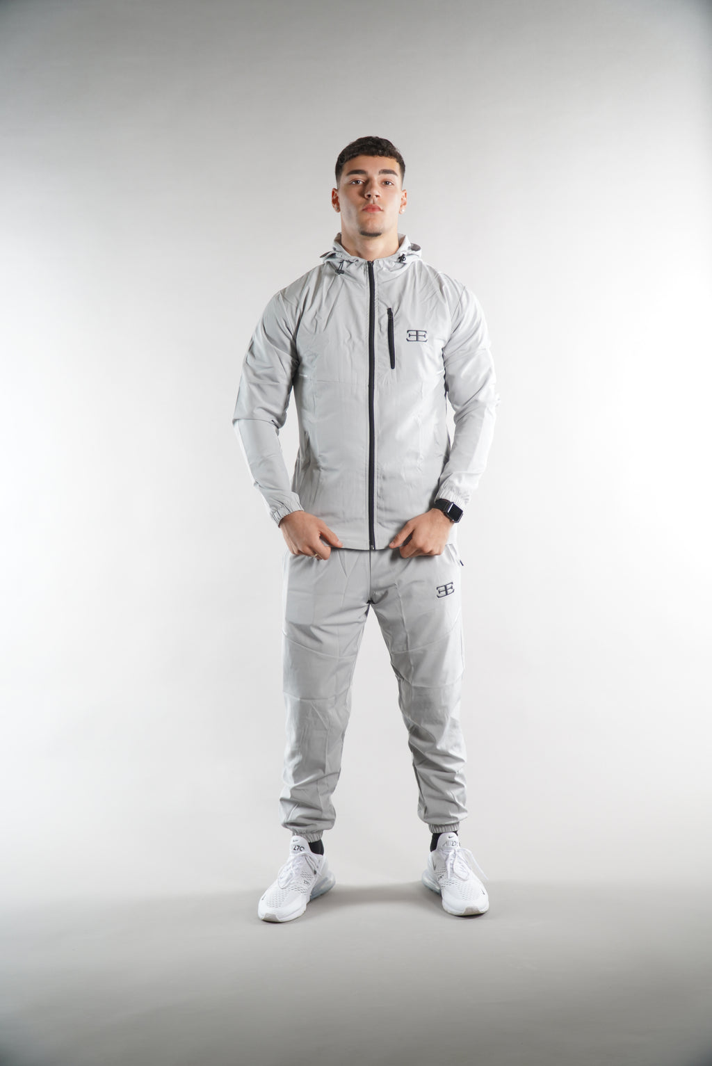 Men's Elegante Tracksuit jacket with hood in silver, JD sports jackets, activewear, mens street clothing