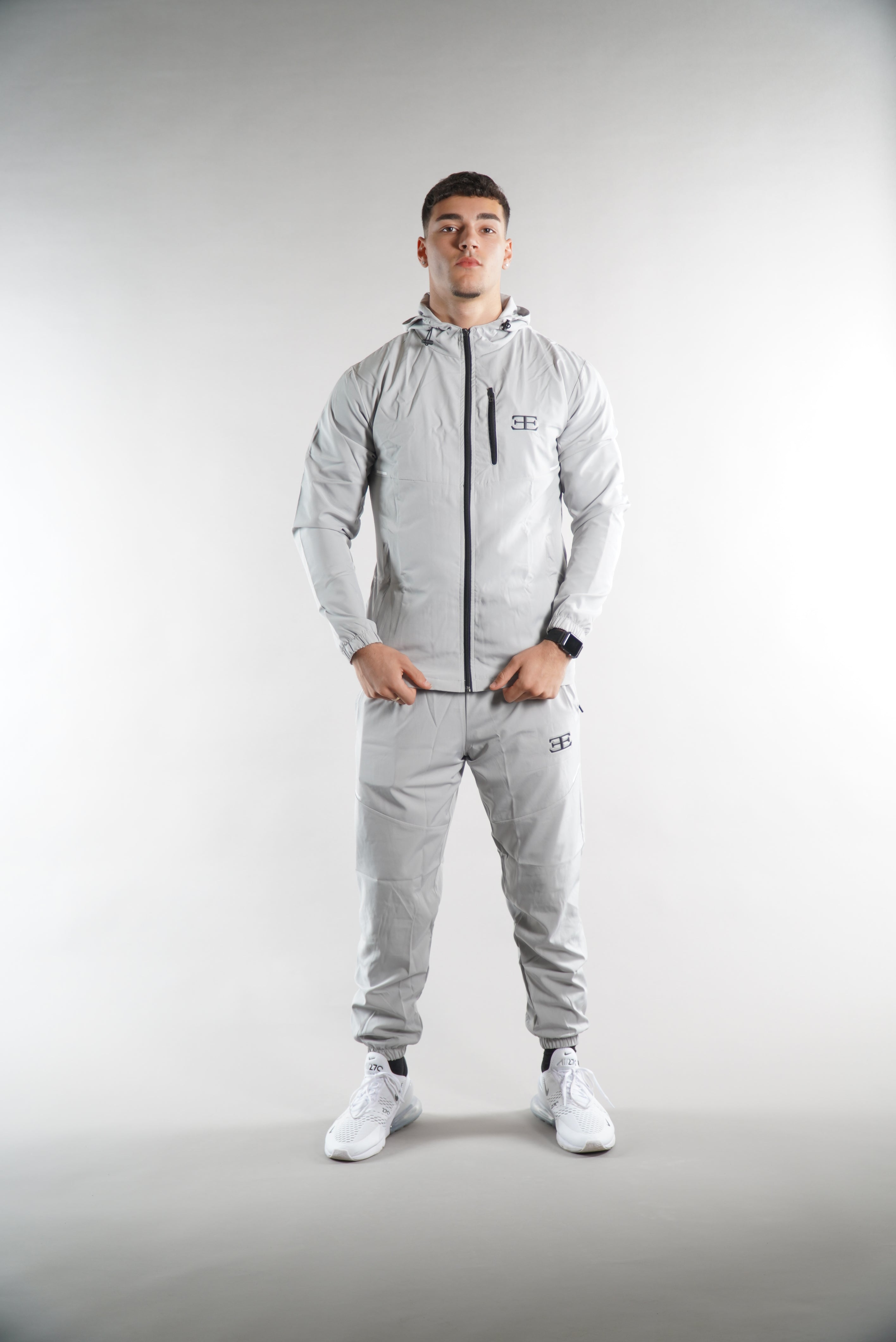 Men's Elegante Tracksuit jacket with hood in silver, JD sports jackets, activewear, mens street clothing