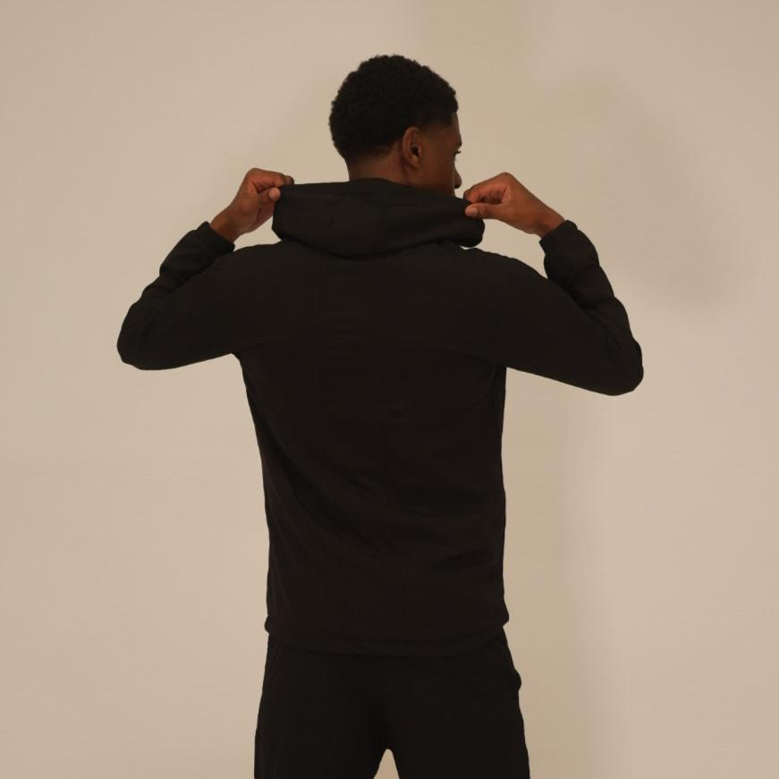 Mens black tracksuit with hoodie