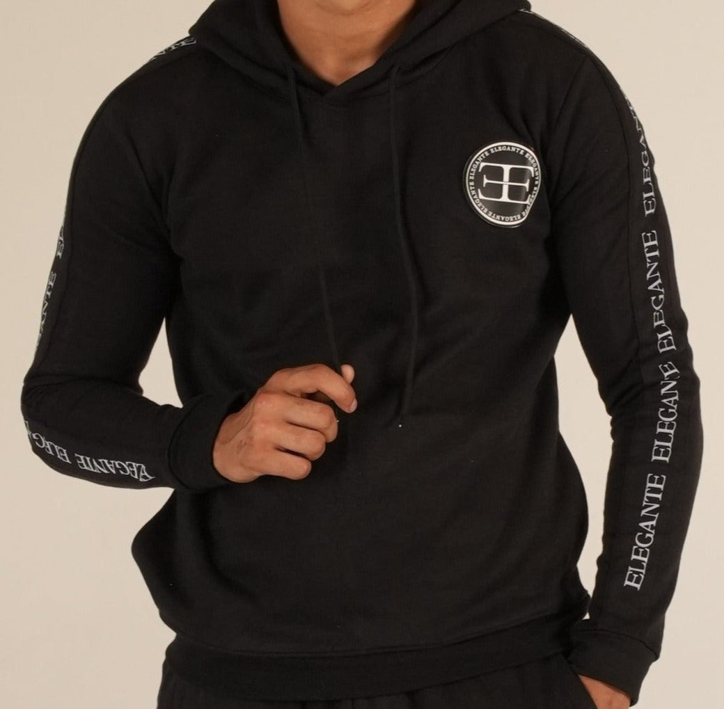 Black Hoodie for men elegante logo