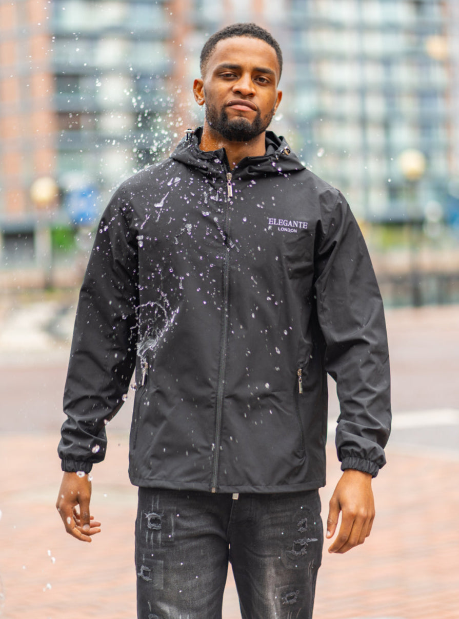 waterproof windbreaker in black for men